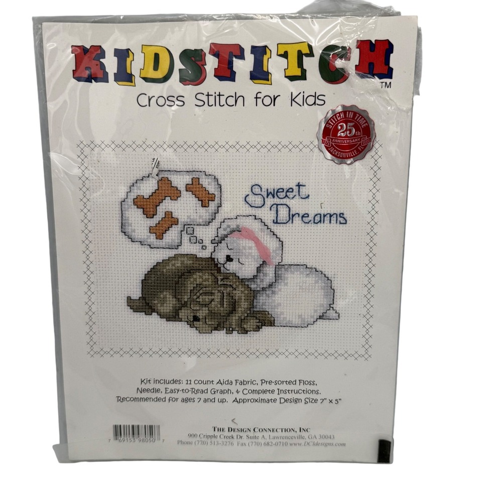 Kidstitch Sweet Dreams Cross Stitch Kit for Kids Dogs Puppies 7x5 Beginner NEW